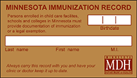 Minnesota Immunization Record Card