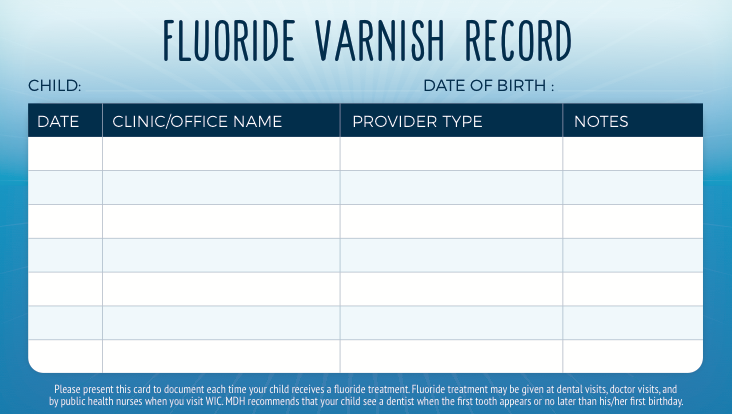Fluoride Varnish Card